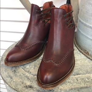 Deep Red Cowhide Booties by Corral